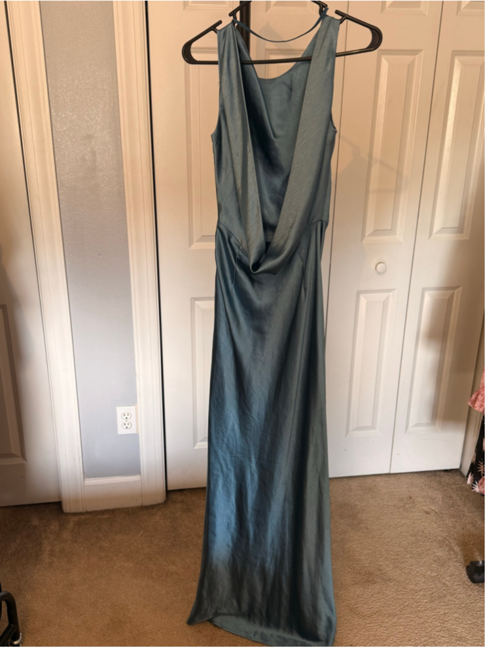 Women's Lucy Paris Satin Maxi Dress Blue Size S - Picture 9 of 16